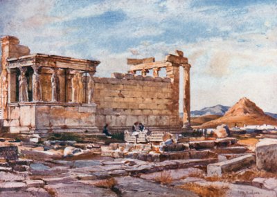 Erechtheum的南侧，有早期雅典娜波利亚斯神庙的基础 作者 约翰·富利洛夫