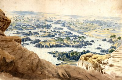 尼罗河第二大瀑布。水彩画作者：约翰-加德纳-威尔金森（1797-1875 年），英国旅行家和考古学家，"英国埃及学之父"。 作者 约翰·加德纳·威尔金森