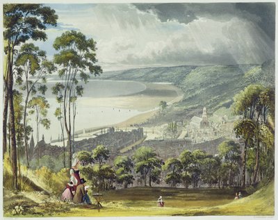 Honfleur的观点，来自&39;塞纳河的观点&39;，由Thomas Sutherland（b.1785）镌刻，由R. Ackermann（1764-1834）1821年出版 作者 约翰·根德尔