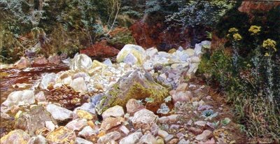 岩石溪流（纸上水彩画） 作者 约翰·乔治·索尔比