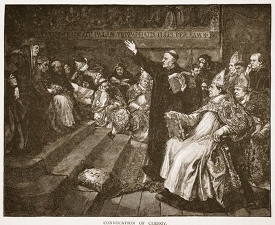 神职人员的召集，来自&39;英格兰教会：人民的历史&39;的插图由HDM Spence-Jones，酒吧。 c.1910（棕褐色照片） 作者 约翰·吉尔伯特
