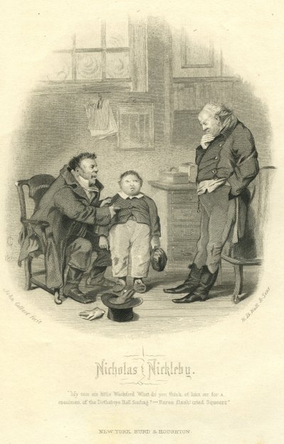 Nicholas Nickleby：1867年由HB Hall und Sons雕刻的Wackford Squeers和Young Wackford Squeers 作者 约翰·吉尔伯特