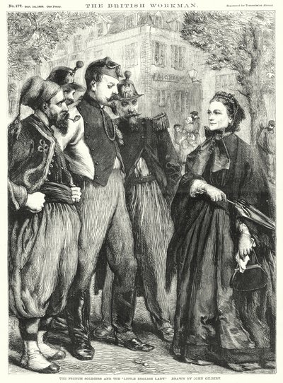 法国士兵和“英国小淑女”（版画） 作者 约翰·吉尔伯特