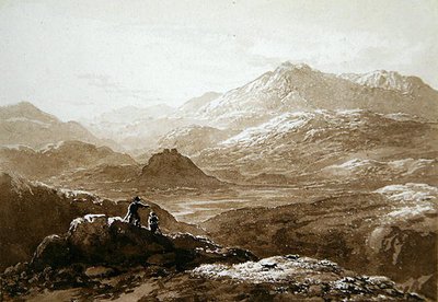 Dolyddelan城堡和Moel Siabod（纸上水彩画） 作者 约翰·格洛弗