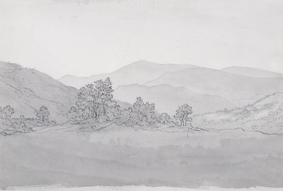 威尔士Llantysilio山（笔，墨水和纸上洗） 作者 约翰·格洛弗