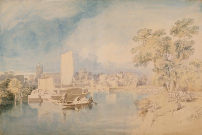 艾尔沃斯的泰晤士河，c.1805-10（石墨和纸张上的wc） 作者 约翰·格洛弗