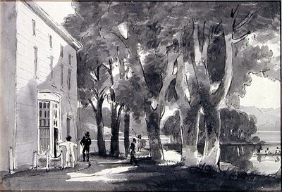 Brathay Hall（纸上水墨画笔）。 作者 约翰·哈登