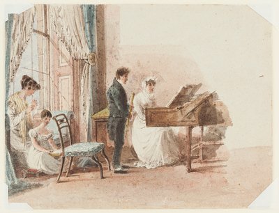 大厅内部，1827年（纸上wc） 作者 约翰·哈登