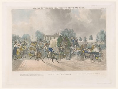 Cock Inn 附近萨顿高街的景观 萨顿的公鸡（物体上的标题） Epsom 周围的街景（系列标题） 路上的场景，或前往埃普瑟姆的旅程（系列标题） 作者 约翰·哈里斯