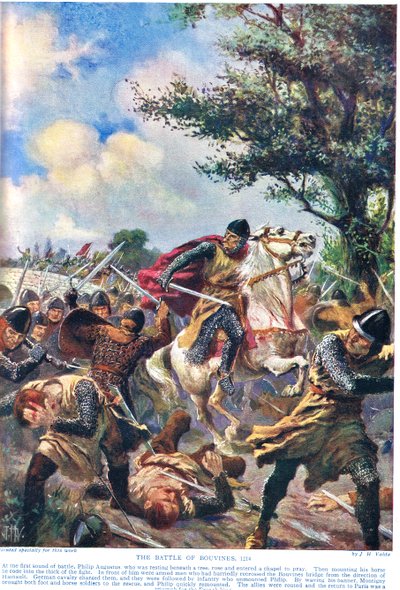 布维内斯之战1214，来自&39;哈钦森的国家历史&39;的插图 作者 约翰哈里斯瓦尔达