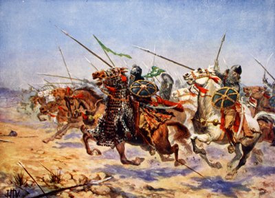 Shahrbaraz的骑兵充电，插图来自&39;哈钦森的国家历史&39;，1915年 作者 约翰哈里斯瓦尔达