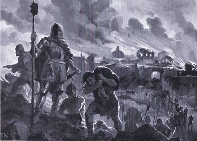 黑伊凡在 1484 年点燃了 Zhabliak，出自哈钦森出版的哈钦森的《民族史》（第 4 卷），c。 1920年（石版画） 作者 约翰哈里斯瓦尔达