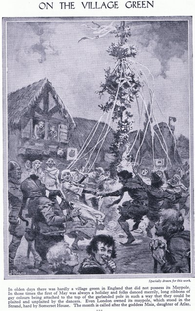 在村庄绿色。在五月柱附近跳舞，c.1950 作者 约翰哈里斯瓦尔达