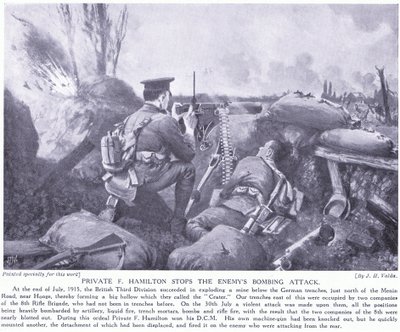 私人F汉密尔顿通过阻止1915年7月在霍格的敌人的轰炸攻击来授予DCM 作者 约翰哈里斯瓦尔达