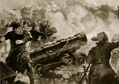 土耳其人对君士坦丁堡的围困，来自“哈钦森国家历史”的插图，c.1915 作者 约翰哈里斯瓦尔达