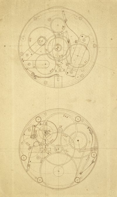 H.4的运动，由John Harrison设计和绘制的经度计时器，第1760-72页（墨水在纸上） 作者 约翰·哈里森
