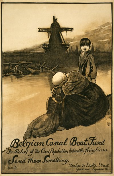 比利时运河船基金筹款活动，酒吧。 1914-18（彩色平版印刷） 作者 约翰·哈索尔