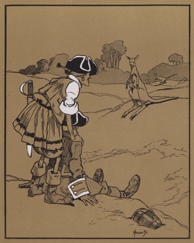 袋鼠的发现（彩色平版印刷） 作者 约翰·哈索尔