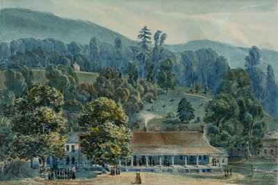 白硫磺泉的餐厅和舞台办公室，1832年。 作者 John Hazelhurst Boneval Latrobe