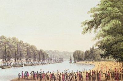 蛇形河上的舰队，由Matthew Dubourg（18,18-20）1814年刻 作者 约翰·海维赛德·克拉克