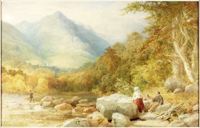 Gate Crag，Borrowdale（纸上水彩） 作者 约翰·亨利·摩尔