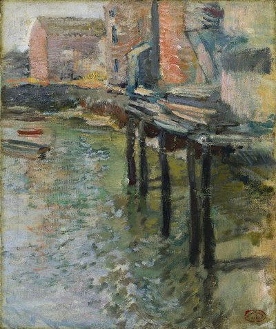 废弃的码头Cos Cob的老磨坊，约1900-1902年。 作者 约翰·亨利·特瓦特曼