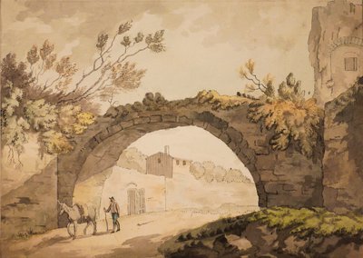 意大利的牌楼，约1798年（用笔和墨水在纸上的水彩画） 作者 约翰·赫尔曼·梅里瓦尔（John Herman Merivale）