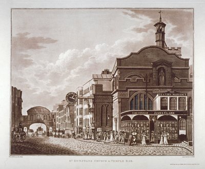 舰队街从西部的圣邓斯坦到圣殿酒吧，伦敦市，1802年 作者 约瑟夫·康斯坦丁·斯塔德勒