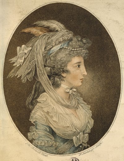 英国发型，由Francesco Bartolozzi（1727-1815）雕刻（彩色雕刻） 作者 约翰·霍奇斯·本威尔