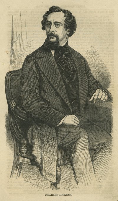 查尔斯狄更斯，由Bobbett-Hooper镌刻，来自Harpers New Monthly Magazine，1864年 作者 约翰·贾比斯（John Jabez）Edwin Paisley Mayall