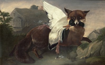 狐狸和鹅，约 1835 年（布面油画） 作者 约翰·詹姆斯·奥杜邦