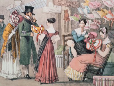 在Milliners（La Marchande de Modes），由Charles Joseph Hullmandel（1789-1850），酒吧打印。罗德威尔和马丁，1822年 作者 约翰·詹姆斯·沙隆