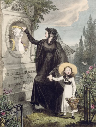 Pere Lachaise公墓，由Charles Joseph Hullmandel（1789-1850）酒吧印制。 1822年（彩色雕刻） 作者 约翰·詹姆斯·沙隆