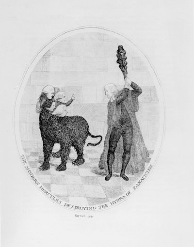 现代赫拉克勒斯摧毁了Fanatacism的水，1789年 作者 约翰·凯