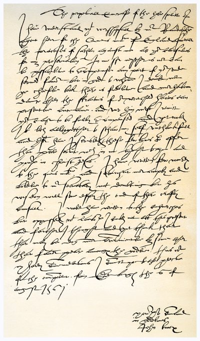 约翰·诺克斯（John Knox）1561年8月6日给尼古拉斯·特罗格莫顿爵士的信。 作者 约翰·诺克斯