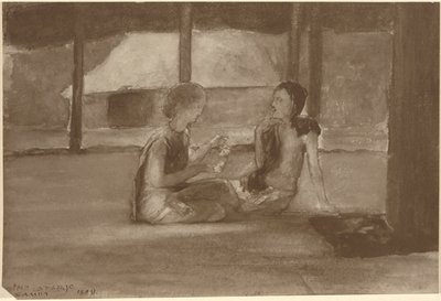 萨摩亚小屋中的女孩 作者 约翰·拉法格