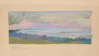1891年1月，从塔希提岛眺望海峡对面的摩瑞岛，1891年。 作者 约翰·拉法格
