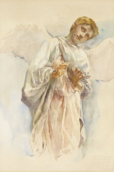崇拜天使-研究提升壁画，1887年 作者 John La Farge或Lafarge