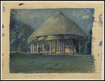 1890年10月，萨瓦伊娃，月光下的小屋，1890年 作者 John La Farge或Lafarge
