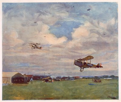 一个机场，来自前线的英国艺术家，1918年西部阵线的延续 作者 约翰·拉维里