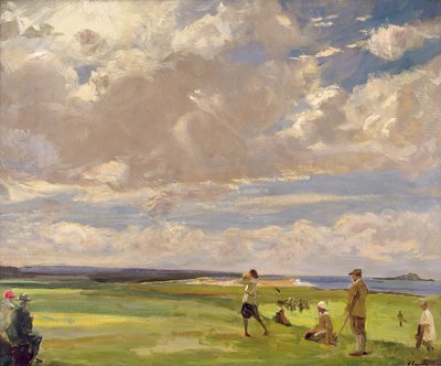 阿斯特夫人在北贝里克（North Berwick）打高尔夫球（布面油画） 作者 约翰·拉维里