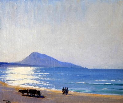 海滩，丹吉尔（布面油画） 作者 约翰·拉维里