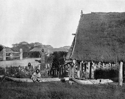 日本杰索岛的原住民照片，约翰-劳森-斯托达德（1850-1931）为芝加哥的旅行者和会议者教育出版物（黑白照片）。 作者 约翰·劳森·斯托达德