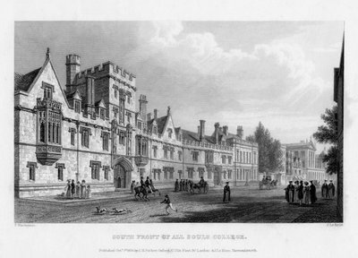牛津大学全灵学院南面，1834年。 作者 约翰·勒科克斯