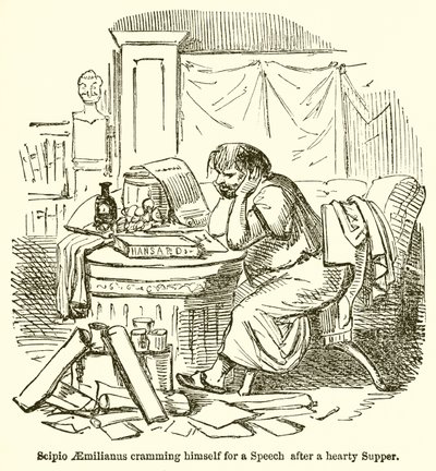 Scipio Aemilianus在丰盛的晚餐后忙于演讲 作者 John Leech