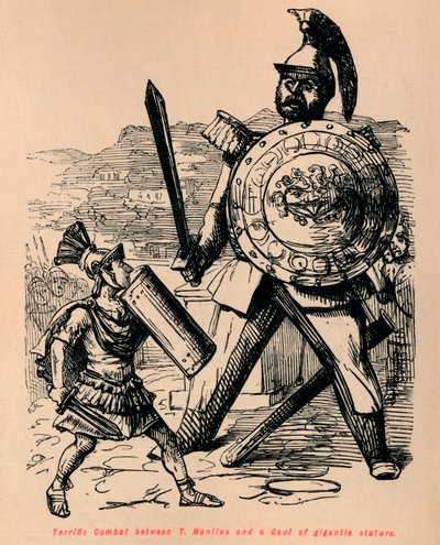 1852年T曼利乌斯（T Manlius）与身形庞大的高卢人之间的精彩战斗 作者 约翰·里奇