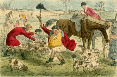 猫与蛋奶壶日（c1854）的杀戮。 作者 John Leech