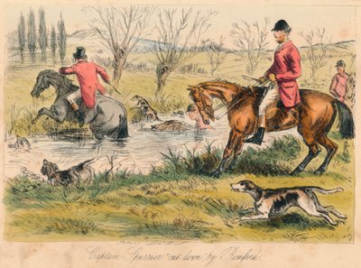 Spurrier船长被罗姆福德（Romford）砍倒，1865年。艺术家：约翰·里奇（John Leech），哈布洛特·奈特·布朗（Hablot Knight Browne）。 作者 约翰·里奇和哈勃·奈特·布朗