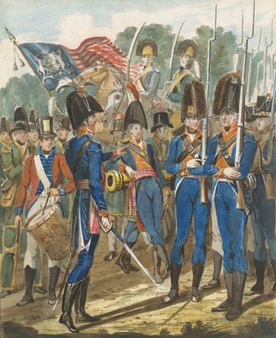 1811年左右，城市部队和其他费城士兵的成员。 1813。 作者 约翰·刘易斯·克里姆梅尔