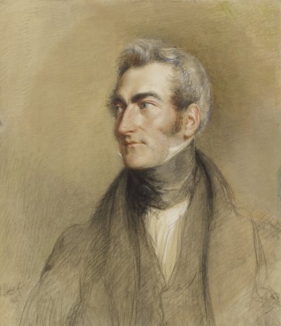 钱伯斯大厅的肖像，1835年（黑色和红色粉笔） 作者 John Linnell